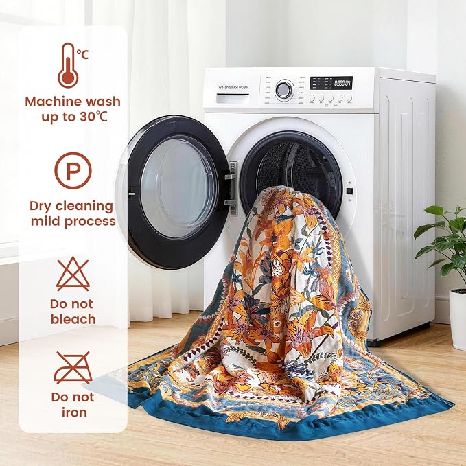 MSGKV Boho Throw Blanket 60"x80" 100% Cotton Victoria Floral Throw for Bed | 100% Cotton Throw, Victoria Floral, Reversible Woven, Lightweight Comfort, Farmhouse Decor, All Seasons, Machine Washable