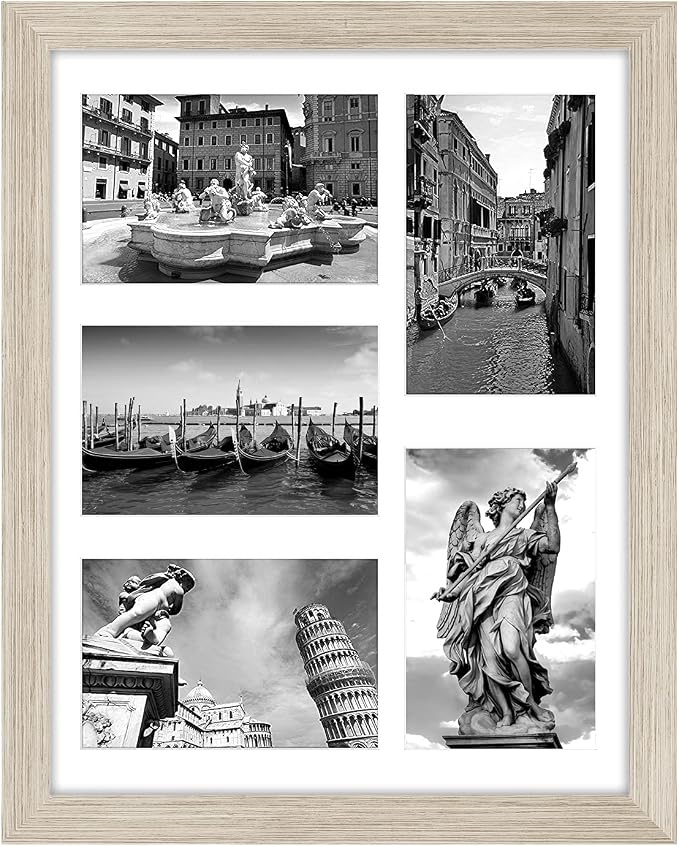 Americanflat 4x6 Collage Picture Frame with Shatter-Resistant Glass - Fits Five 4x6 Photos or Use as One 11x14 Picture Frame - Signature Collection - Collage Frames for Wall Display - Driftwood