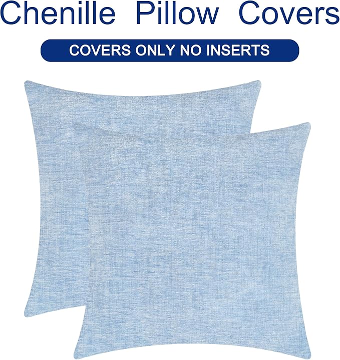 CaliTime Decorative Couch Throw Pillow Covers 22 X 22 Inches Baby Blue