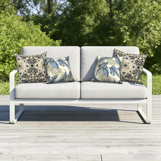 Outdoor Throw Pillow Covers 18x18 Inch, Decorative Pillow Covers for Patio Furniture, Vintage Medallion Modern Cushion Cases for Garden Couch Home Sofa, Pack of 2