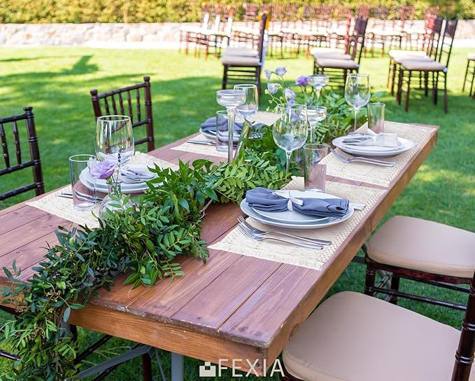 FEXIA Beige Boho Placemats Set of 4 Table Mats Farmhouse Home Dining Decor | 12x20" Place Mat Set of 4 Macrame Table Decor Farmhouse Burlap Placemats for Home Dining Table Centerpiece Home Decorations