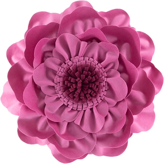JWH Flower Throw Pillow Cover Decorative Round Pillowcase Floral Cushion for Bed Sofa Couch Car Decor 14 Inches, Hot Pink