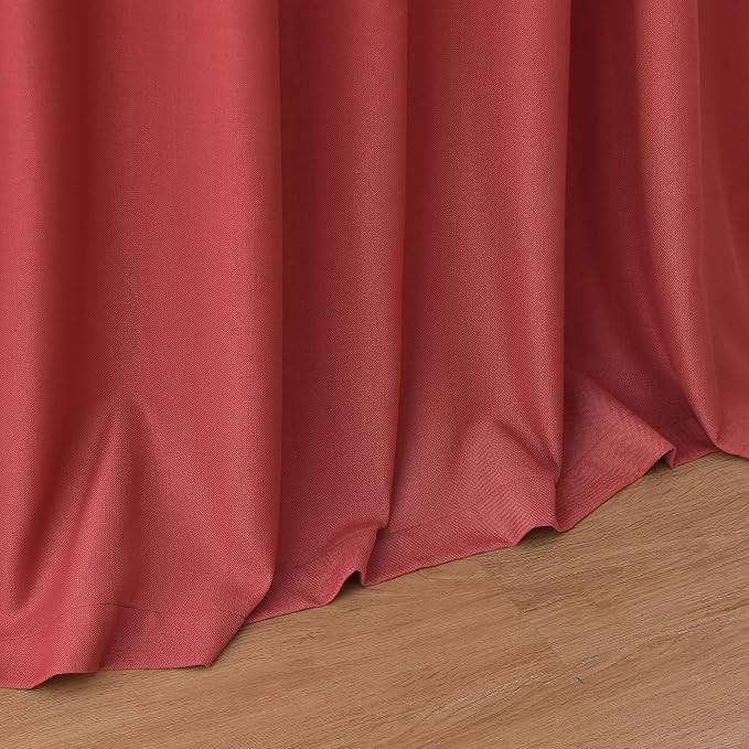 Christmas Red Linen Curtains 63 Inch Length for Living Room Light Filtering Semi Sheer Curtain Back Tab and Rod Pocket Vintage Rustic Luxury Home Decor Neutral Drapes for Bedroom 52x63, 2 Panels