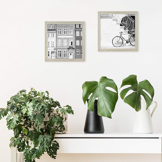 MCS Gallery Essential Picture Frame Set 10x10 Gray Woodgrain, Square Gallery Wall Hanging Picture Frames for Photos & Art Prints (2-Pack)
