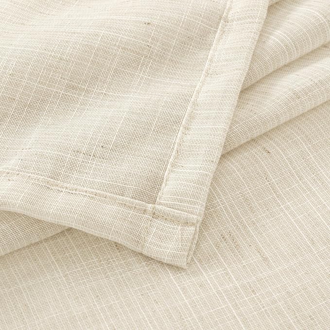 BGment Short Beige Linen Semi Sheer Curtains 30 Inch Length for Windows, Small Drapes Lightweight Rustic Textured for Bathroom Over Sink Cafe Decor Rod Pocket, 2 Panels Set, 30 Inch Wide