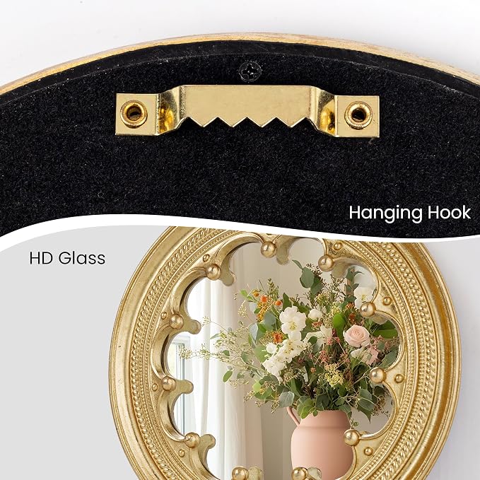AELS 3 Pack Small Antique Gold Mirror Wall Decor, Wall Hanging Mirror Decor, Luxury Home Decor, Vintage Wall Mirror Set of 3, Small Decorative Mirrors for Living Room Entryway Bedroom