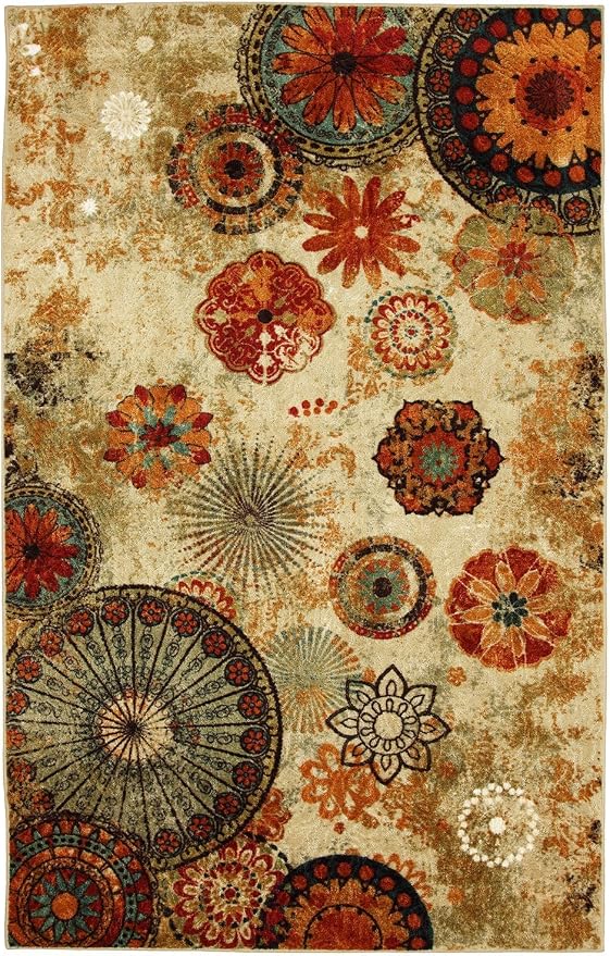 Mohawk Home Caravan Ornamental Floral Medallion 2' 6" x 3' 10" Area Rug - Orange - Perfect for Living Room, Dining Room, Office