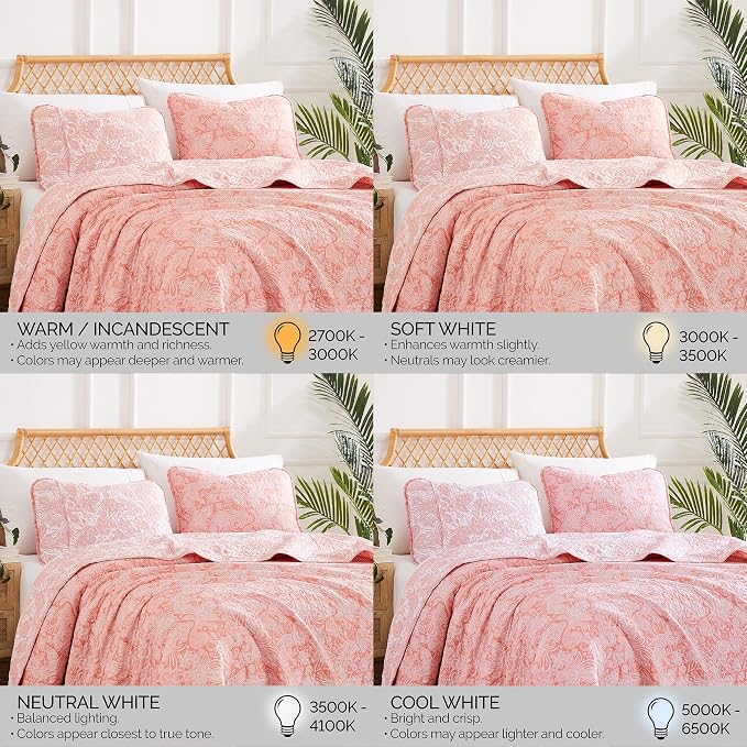 Southshore Fine Living, Inc. Paisley Quilt Set King/California Size, Light Weight Bedspread, 3-Piece Set Bohemian Bedding with Two Matching Quilted Pillow Shams, Cal/King Quilt, Reversible Coral