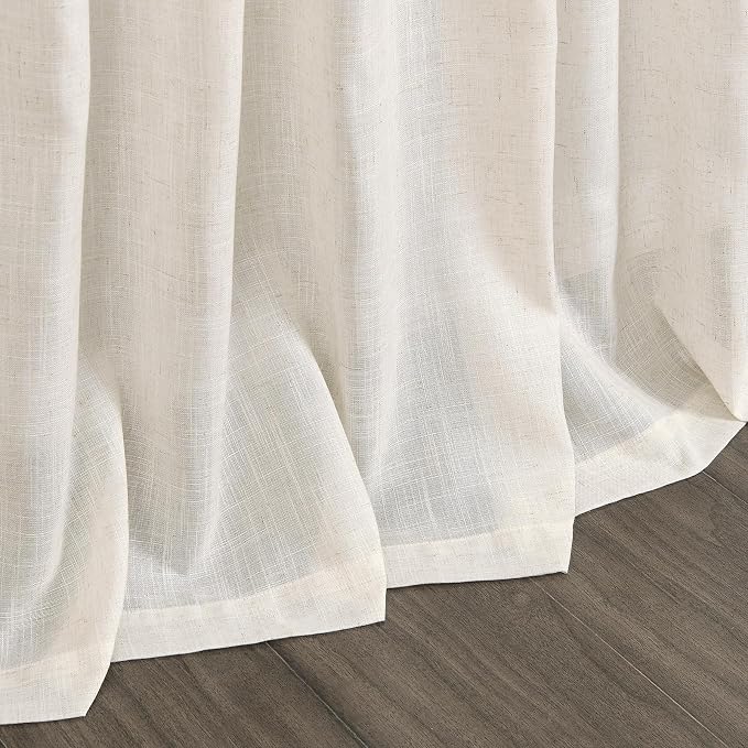 Modern Linen Curtains 108 Inches Long for Living Room Light Filtering Semi Sheer Curtain Back Tab Neutral Luxury Modern Farmhouse Decor Floor to Ceiling High Window for Bedroom 52x108, 2 Panels