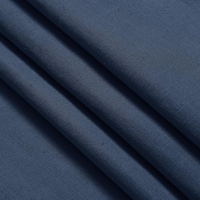 Denim Blue Linen Curtains for Living Room 63 Inches Long 2 Panel Set Light Filtering Linen Drapes for Kitchen Windows Rod Pocket Back Tab Short See Through Curtain Country Farmhouse Decor 52x63
