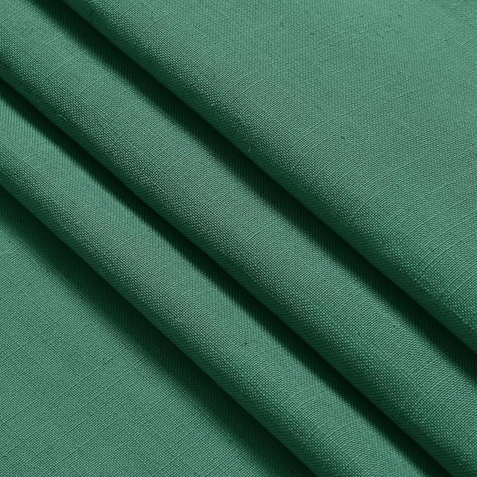 Dark Green Linen Curtains for Living Room 63 Inches Long 2 Panel Set Light Filtering Linen Drapes for Kitchen Windows Rod Pocket Back Tab Short See Through Curtain Country Farmhouse Decor 52x63