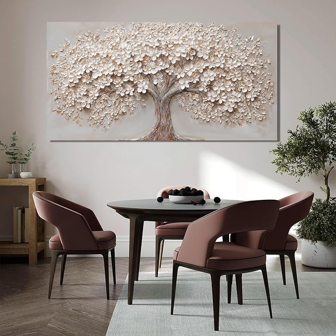 Canvas Wall Art Decor Prints Oversized Wall Art Pictures for Living Room Large Tree of Life Wall Art Decor Canvas Art Wall Decor Modern White Wall Art Prints Artwork for Walls Bedroom Office Decor 35" X 70"