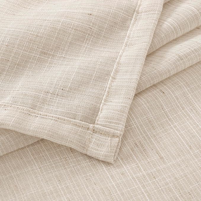 BGment Linen Curtains 84 Inch Length for Living Room, Oatmeal Lightweight Rustic Country Window Drapes for Farmhouse Bedroom Dining Room Decor Rod Pocket Textured, 2 Panels Set, Each 60 Inch Wide