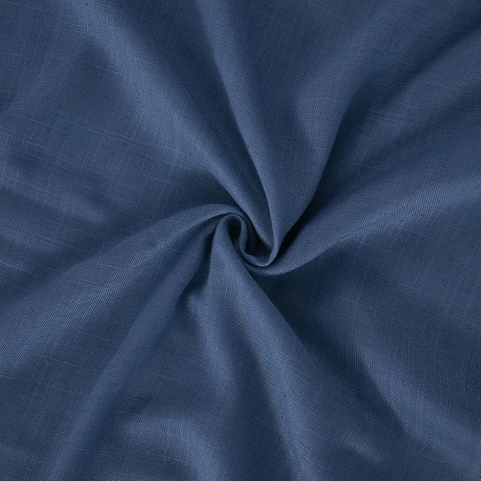 BGment Linen Navy Blue Curtains 96 Inches Long for Living Room 2 Panels Set, Semi Sheer Window Drapes Floor Length Light Filtering for Bedroom Dining with Rod Pocket Lightweight, Each 52 Inch Wide