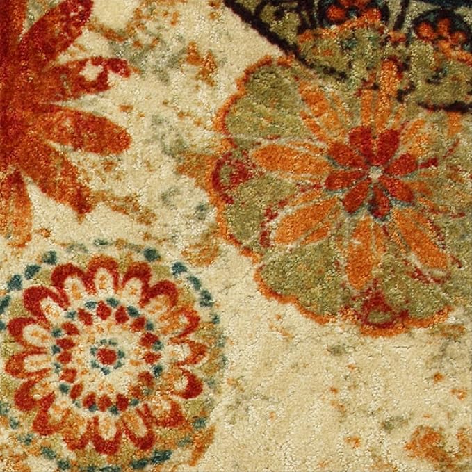 Mohawk Home Caravan Ornamental Floral Medallion 5' x 8' Area Rug - Orange - Perfect for Living Room, Dining Room, Office
