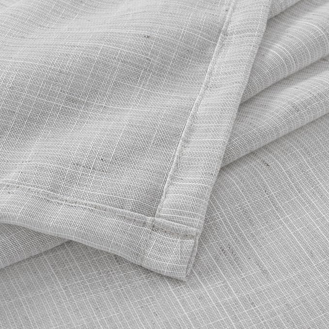 BGment Curtains 84 Inch Length 2 Panels Set for Living Room, Light Grey Linen Window Drapes Semi Sheer Lightweight Rustic Textured for Farmhouse Bedroom Light Filtering Rod Pocket, Each 42 Inch Wide