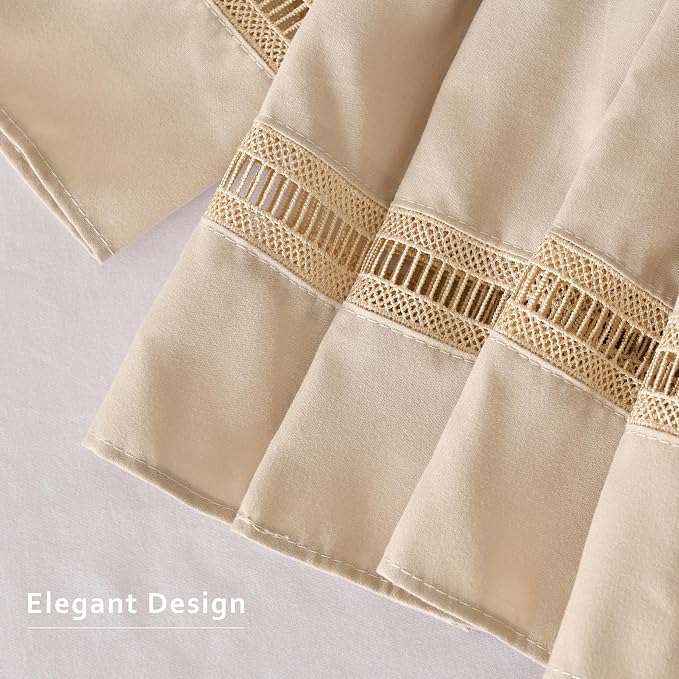 MIYE Wrap Around Ruffled Lace Bed Skirt, Elastic Dust Ruffle with Adjustable Belts, Easy to Put On, Bed Frame Cover, Machine Washable (Ruffled Lace/Beige, King/Queen-18 Drop)