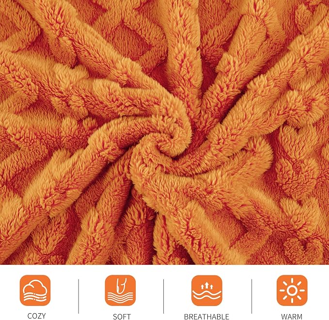Aganear Flannel Throw Blanket - 50"x60" Orange Blankets Boho Decor Cozy Soft Bedding for Warm Present for Tennessee Vols, Christmas, Halloween, Housewarming