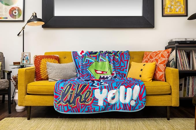 Silver Buffalo Invader Zim I Don't Like You, Fleece Throw Blanket, 45x60in | Soft and Cozy, 185 GSM