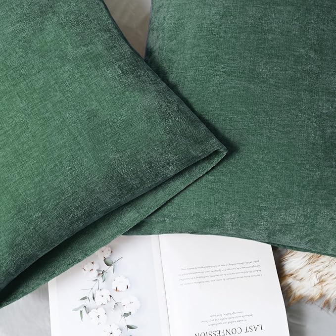 CaliTime Decorative Standard Throw Pillow Covers 26 X 20 Inches Dark Green