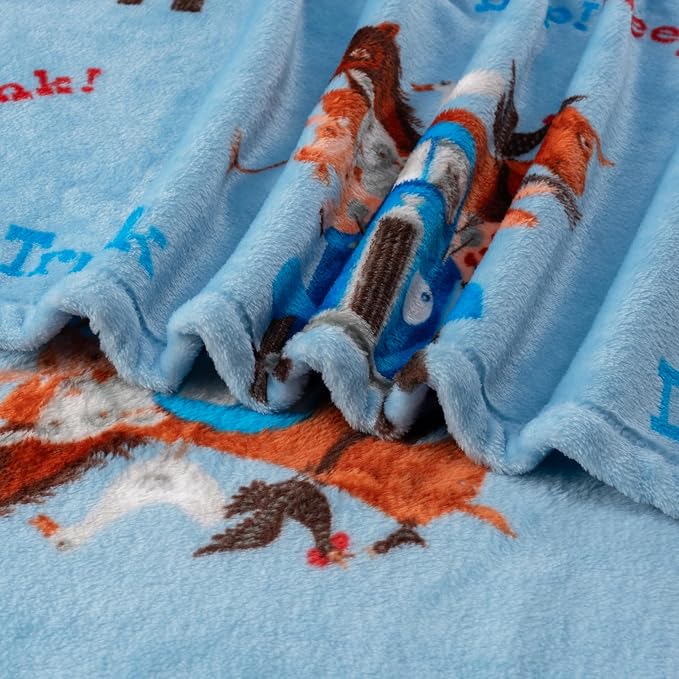 Berkshire Blanket - Officially Licensed Little Blue Truck Throw Made with Signature VelvetLoft® Fabric, Pet-Friendly and Cozy Throw, 50 in x 60 in, Little Blue Truck - Beep Beep Beep Blue