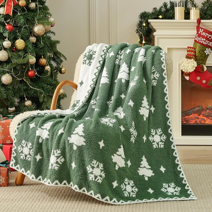Snuggle Sac Christmas Throw Blanket Fairy Isle Christmas Tree 50x60 inches, Ultra Soft Cozy Gift Throw Blanket for Couch, Sofa and Bed for Xmas