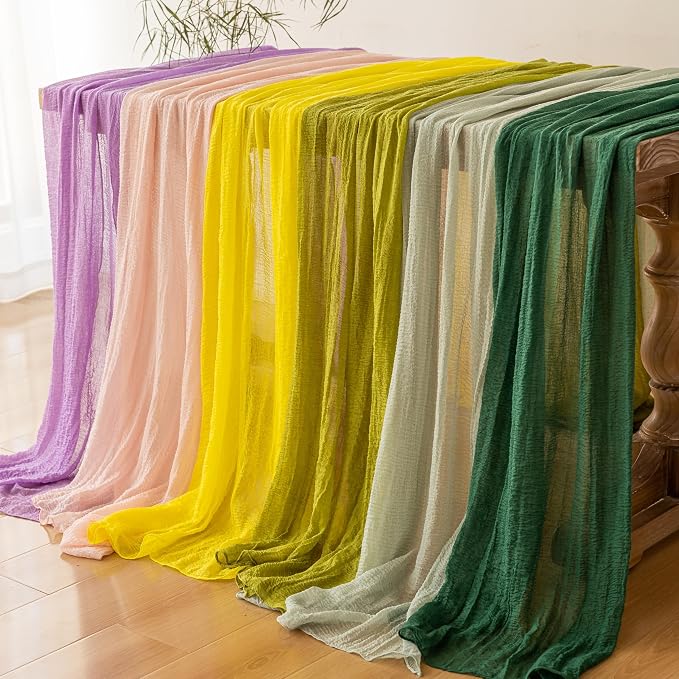 Fall Golden Cheesecloth Table Runner 120 Inch Party Home Decorations | For Thanksgiving Friendsgiving Wedding Bridal Shower Baby Shower Engagement Party 10FT Rustic Boho Home Decor