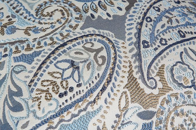 Mika Home Pack of 2 Decorative Accent Throw Pillow Cover Sham Cushion Case,Paisley Pattern,20x20 Inches,Blue Brown Cream Multicolor