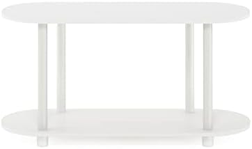 Furinno Turn-N-Tube Display Shelf, 4-Tier Oval Book Shelf, Storage Shelves with Soft Edges and Open Shelves, Toolless Assembly, for Organization and Storage, Living Room, Home Office, White