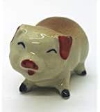 WitnyStore 2½" Brown Red Stand Pig Ceramic Figurine Terrarium Decoration Collectible Statue for Adult Collectors Handcrafted Porcelain Ornament Sculpture Home Room Tabletop Decor