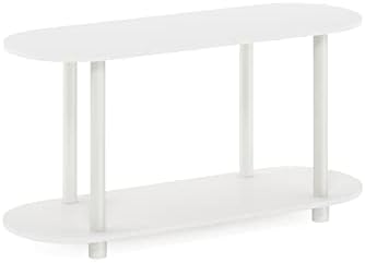 Furinno Turn-N-Tube Display Shelf, 4-Tier Oval Book Shelf, Storage Shelves with Soft Edges and Open Shelves, Toolless Assembly, for Organization and Storage, Living Room, Home Office, White