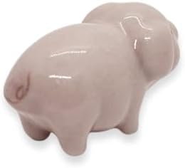 WitnyStore Tiny ¾ Inch Long Pink Standing Pig Figurine - Miniature Hand Made Painted Ceramic Pigs Swine Hog Piglet Livestock Farm Animals Cute Porcelain Decorative Collectible Figurines Décor Gifts