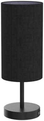 Yarra-Decor Bedside Lamps with USB Port - Touch Control Table Lamp for Bedroom 3 Way Dimmable Nightstand Lamp Set of 2 with Round Black Fabric Shade for Living Room, Dorm, Home Office (Black, 2 Pack)