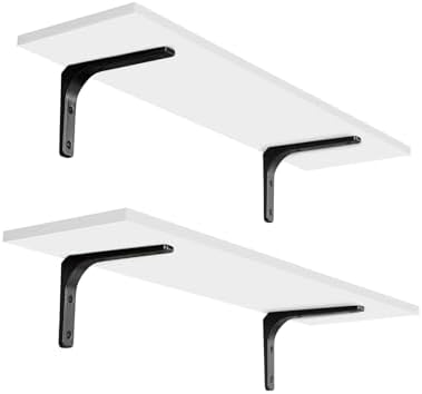 DINZI LVJ Long Wall Shelves, 23.6Inch Wooden Wall Mounted Shelves, Set of 2