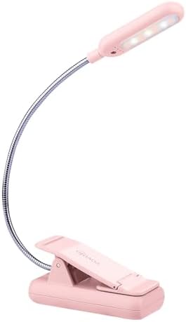 VAVOFO Rechargeable Book Light, Blue Light Blocking, Amber 1600K Clip On Reading Light, Eye Care 7 LEDs Kids Book Light for Reading in Bed with Power Indicator for Bookworms (Pink)