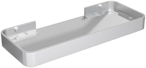 Danpoo 12-Inch Wall Shelf, Clear Tempered Glass with Matte Silver Aluminum Frame – Versatile Floating Bathroom Organizer