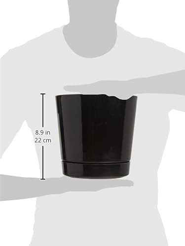 Root & Vessel Majestic Full Depth Round Cylinder Pot, Glossy Black, 8-Inch (10088)