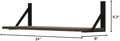 Forbena 24 Inch Long Floating Shelves for Wall Set of 3, Wooden Wall Bookshelf for Bedroom, Large Rustic Wood Hanging Book Shelves for Living Room Plants Kitchen Office Closet Storage (Dark Brown)