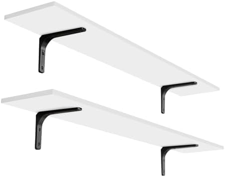 DINZI LVJ Long Wall Shelves, 47.3Inch Wooden Wall Mounted Shelves, Set of 2