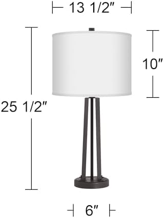 25 1/2" High Table Lamps Set of 2 Susan Dark Bronze Brown USB Charging Port