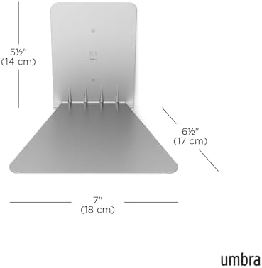 Umbra Conceal Floating Bookshelf, Metal Wall Shelf, Set of 3, Large, Silver