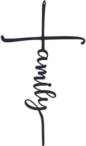 Family Cross Metal Wall Art - 10.5" X 18" - Black