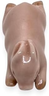 WitnyStore Tiny 1½" Pink Crouching Baby Pig Figurine - Miniature Hand Made Painted Ceramic Pigs Swine Hog Piglet Livestock Farm Animal Cute Porcelain Decorative Figure Collectible Figurines Décor Gift