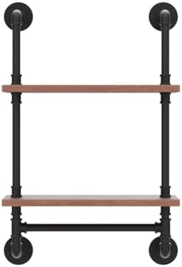ROGMARS Solid Wood Industrial Pipe Floating Shelves Bathroom Pipe Shelving
