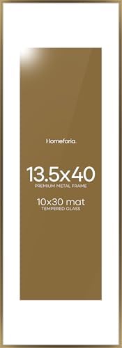 Homeforia 13.5x40 Bronze Picture Frame, High-End Metal, 10x30 Mat, Glass