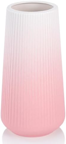 Gradient Pink Ceramic Vase, GUKJOB Small Cute Flower Vase for Pampas Grass, Home, Living Room, Dining Table, Farmhouse, Office Decor, Bedroom, Table, and Kitchen Shelf (Gradient Pink)