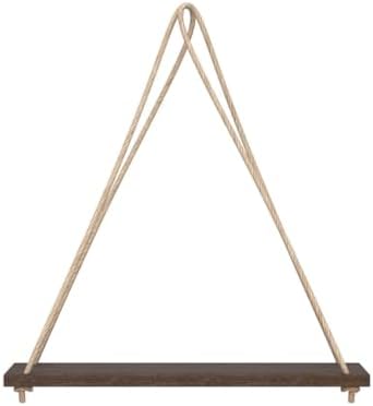 Mkono Wood Hanging Shelves for Wall Boho Decor Swing Rope Rustic Floating Shelf, Set of 3 Wall Display Shelving Home Organizer Rack for Living Room Bedroom Bathroom Kitchen,Brown