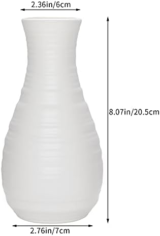 2 Pack Composite Plastics Flower Vase, Unbreakable Ceramic Look Vase for Home Decor Centerpieces, Arranging Bouquets (White)
