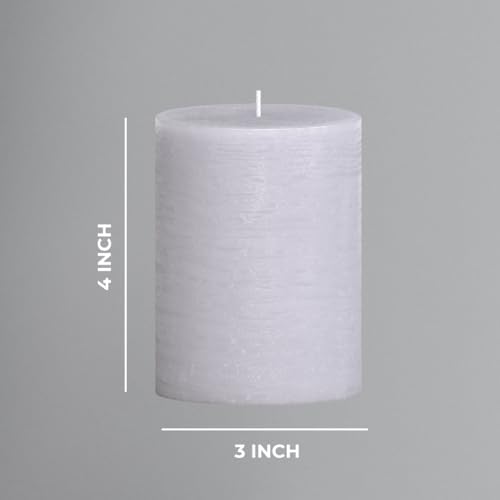 CANDWAX 3x4 inch Pillar Candles Set of 3 – Unscented Dripless Rustic Light Gray Candles for Decor, Centerpieces, Weddings