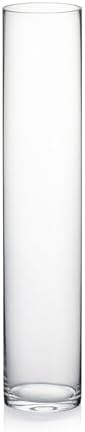 WGVI Quality Thick Weighted Tall Clear Cylinder Glass Vases, 4" W x 20" H, Flower Arrangement Floating Candle Holders Wedding Centerpieces Event Floral Container Tabletop Display Décor, 1 Piece